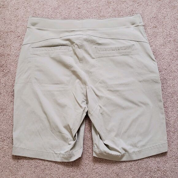 Eddie Bauer Women's Chino Short Slide Pockets Stretch Elastic Waist Siz 12 Beige - Picture 2 of 8